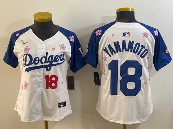 Women's Los Angeles Dodgers #18 Yoshinobu Yamamoto White Royal 2025 Tokyo Series Limited Stitched Jersey,We sell and wholesale Women's Los Angeles Dodgers #18 Yoshinobu Yamamoto White Royal 2025 Tokyo Series Limited Stitched Jersey on line form chian!